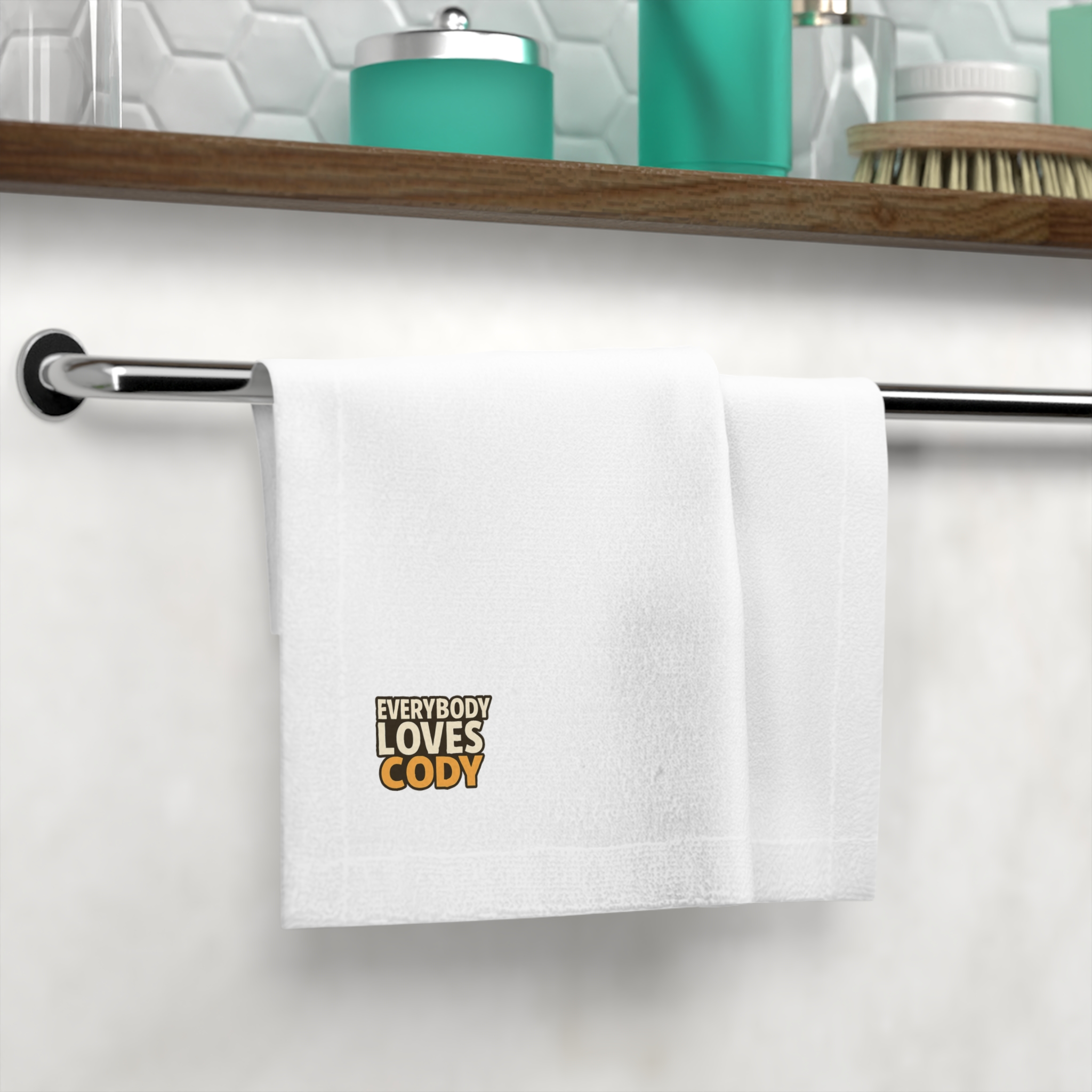 Face Towel — "Everybody Loves Cody" Embroidered Hand Towel - Image 4
