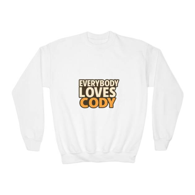 Everybody Loves Cody Youth Crewneck Sweatshirt — Retro Block Letter Kids Pullover